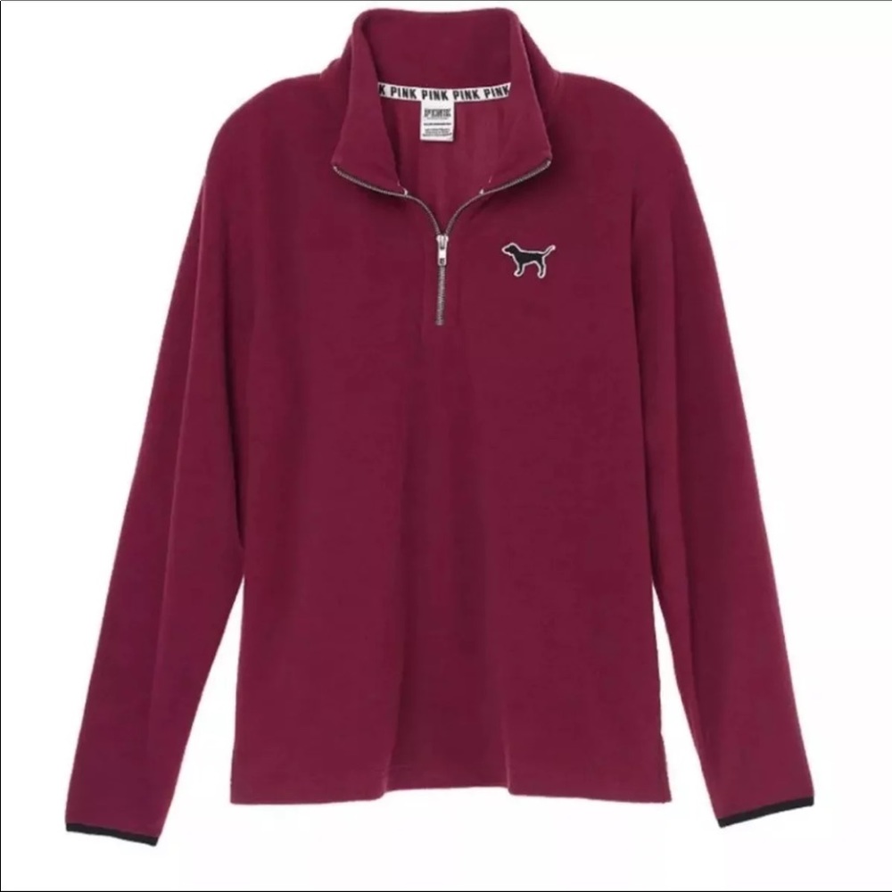 PINK ruby red fleece pullover Quarter Zip medium